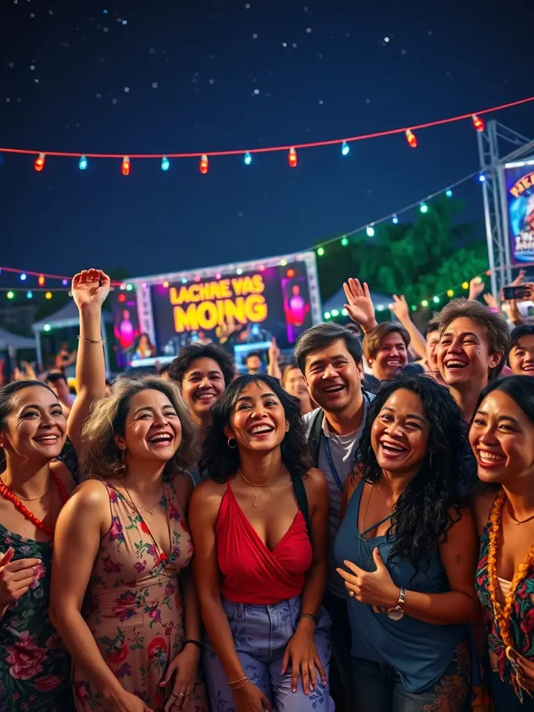 A vibrant photograph capturing a diverse audience enjoying a live music performance at a ROCK'N POP event, showcasing the organization's commitment to accessible cultural experiences.